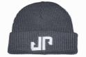 KNIT BEANIE WITH JP LOGO, 100% ACRYLIC, CHARCOAL 
