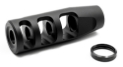 3-PORT 9MM COMPENSATOR, 1/2"-36 TPI, .750 OD, .406 EXIT, BLACK 