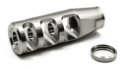 3-PORT 9MM COMPENSATOR, 1/2"-36 TPI, .750 OD, .406 EXIT, TITANIUM 