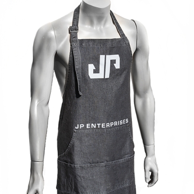 - JP BLACK BIB APRON WITH 2 POCKETS #JPAPRON
