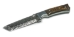 HAMMERED DAMASCUS TANTO WITH RAM'S HORN HANDLE - KNIFE-TDRH