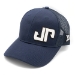 JP TRUCKER HAT NAVY BLUE, BLACK/WHITE LEATHER LOGO - JPHAT23-BLUE
