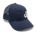 JP TRUCKER HAT NAVY BLUE, BLACK/WHITE LEATHER LOGO - JPHAT23-BLUE
