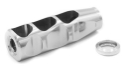 VERTICAL PORT 9MM COMPENSATOR, 1/2"-28 TPI, .750 OD, .406 EXIT, STAINLESS 